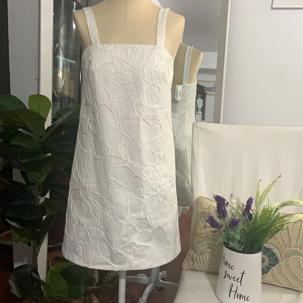 Jcrew white Floral dress. Size 2 Removable strap